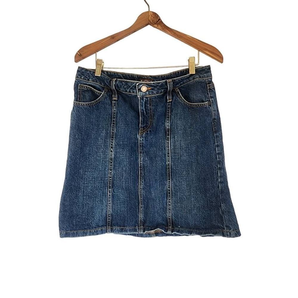 Stetson Denim Y2K Skirt A-Line Blue Jean Cotton Size 10